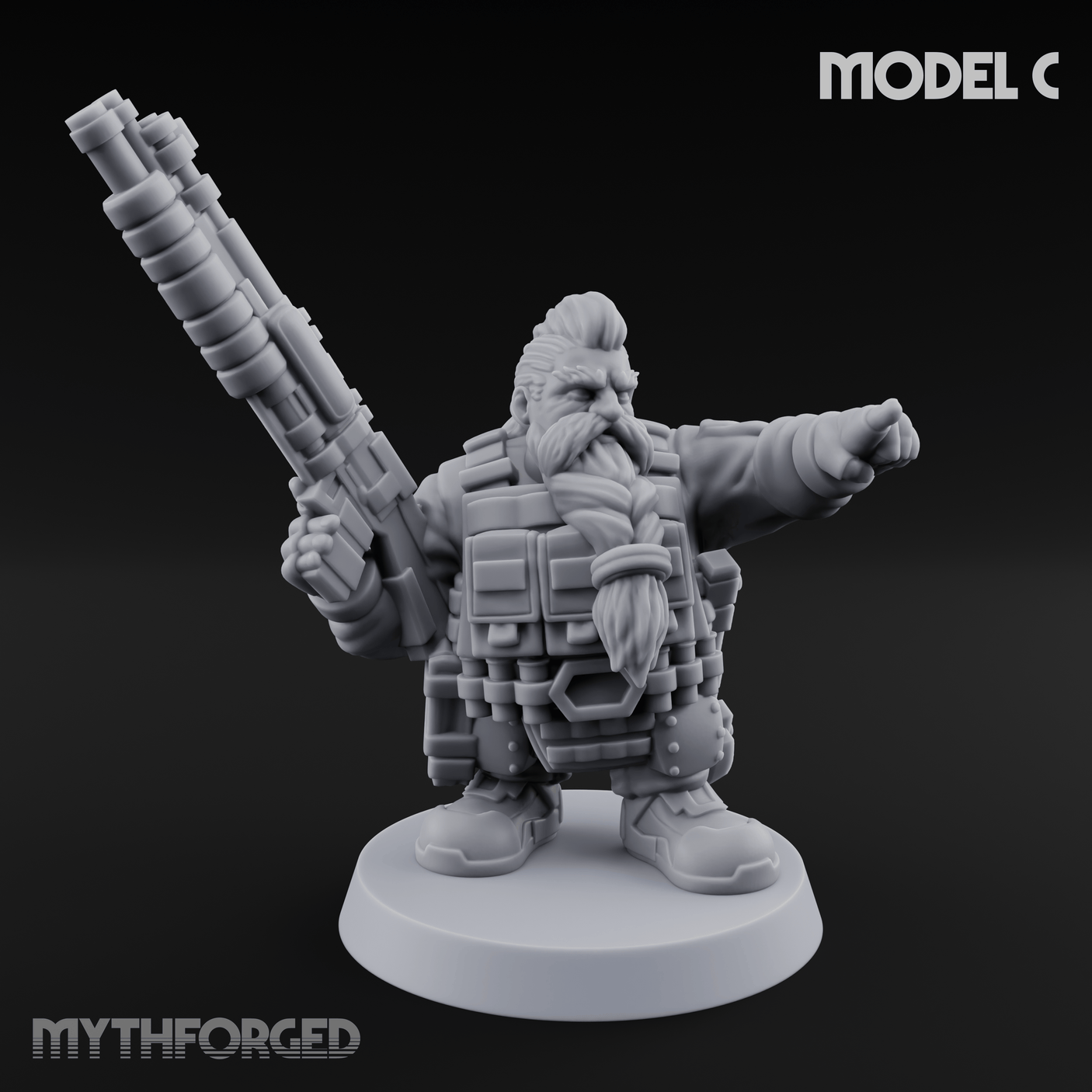 Guns Blazing Space Dwarf Assault Troopers Miniature for Dungeons and Dragons, Pathfinder or other TTRPGs