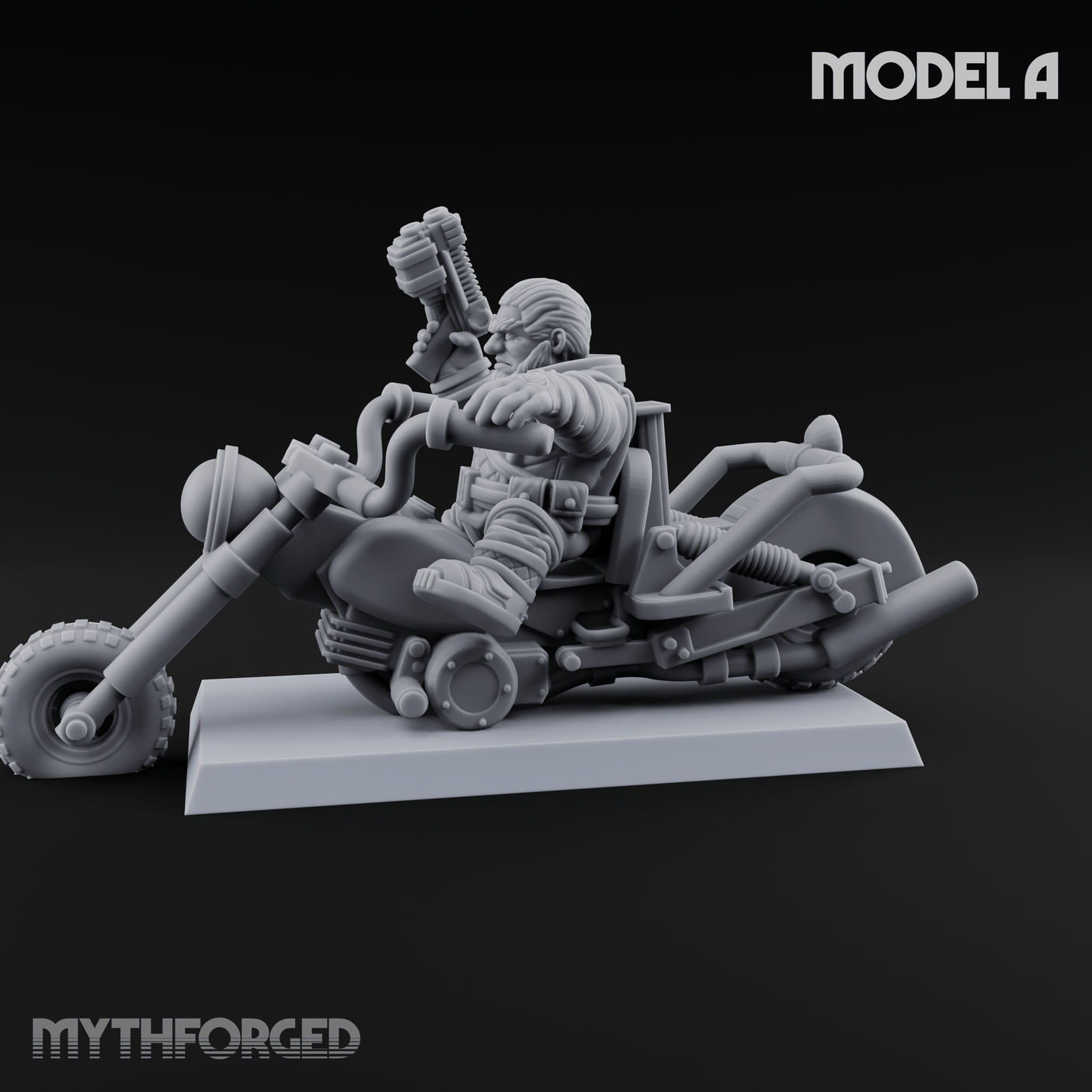 Hands In The Air Space Dwarf Bikers A Miniature for Dungeons and Dragons, Pathfinder or other TTRPGs