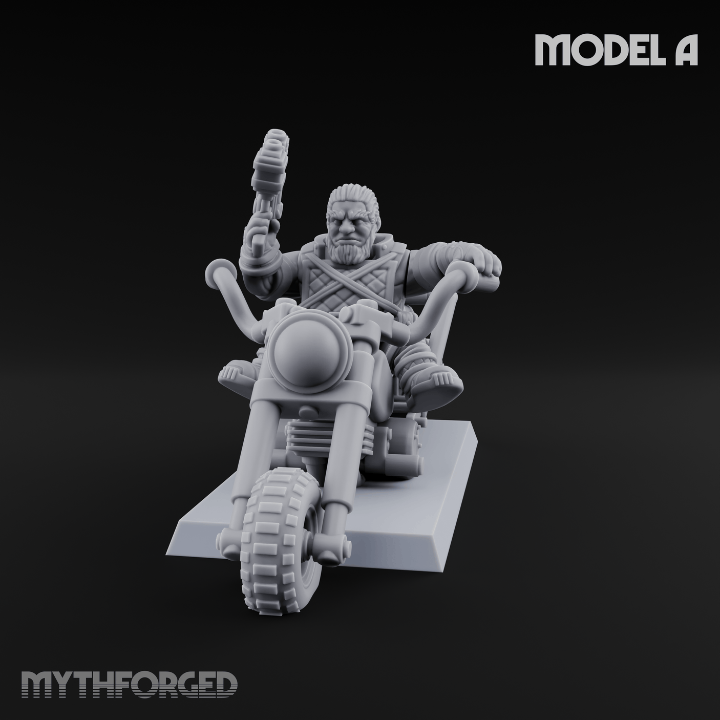 Hands In The Air Space Dwarf Bikers A Miniature for Dungeons and Dragons, Pathfinder or other TTRPGs