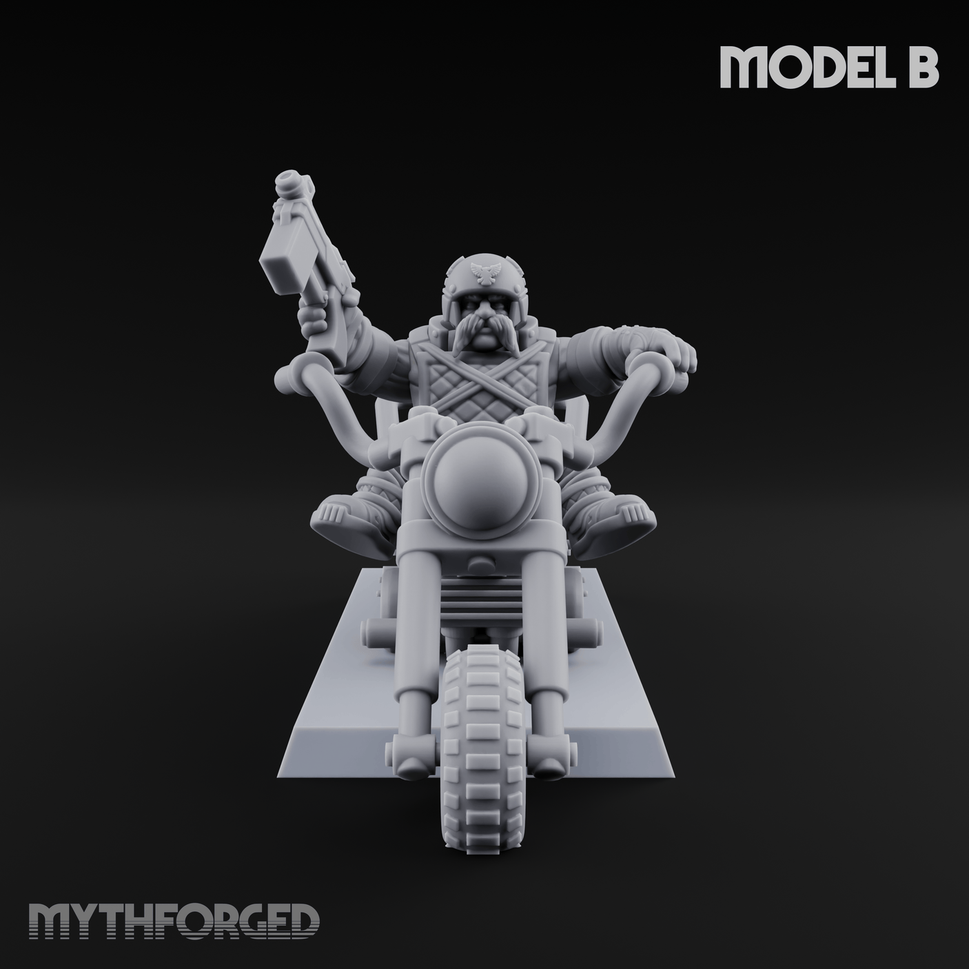 Hands In The Air Space Dwarf Bikers Miniature for Dungeons and Dragons, Pathfinder or other TTRPGs