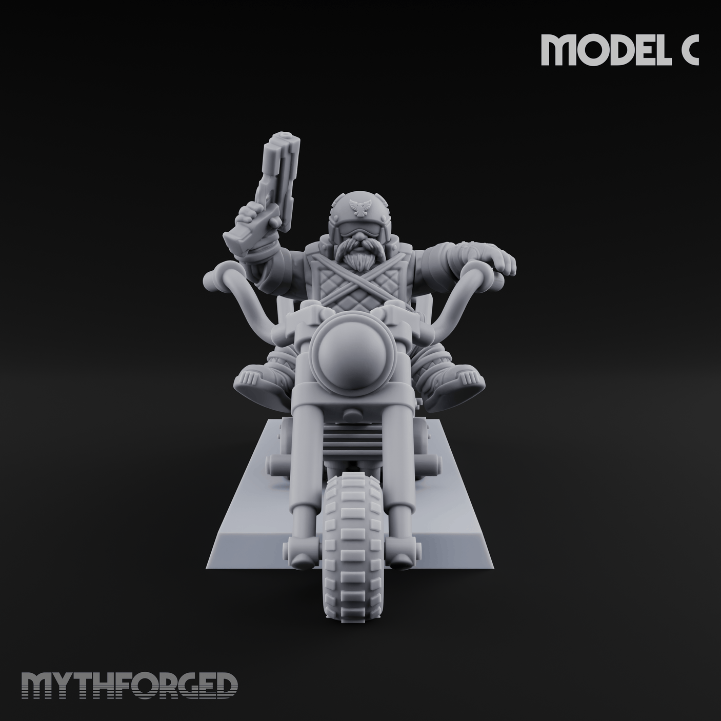 Hands In The Air Space Dwarf Bikers C Miniature for Dungeons and Dragons, Pathfinder or other TTRPGs