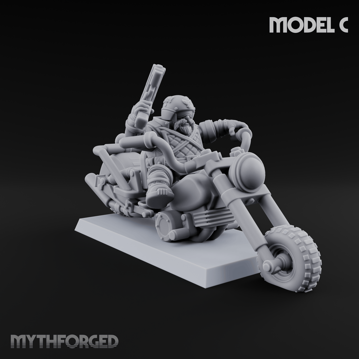 Hands In The Air Space Dwarf Bikers C Miniature for Dungeons and Dragons, Pathfinder or other TTRPGs