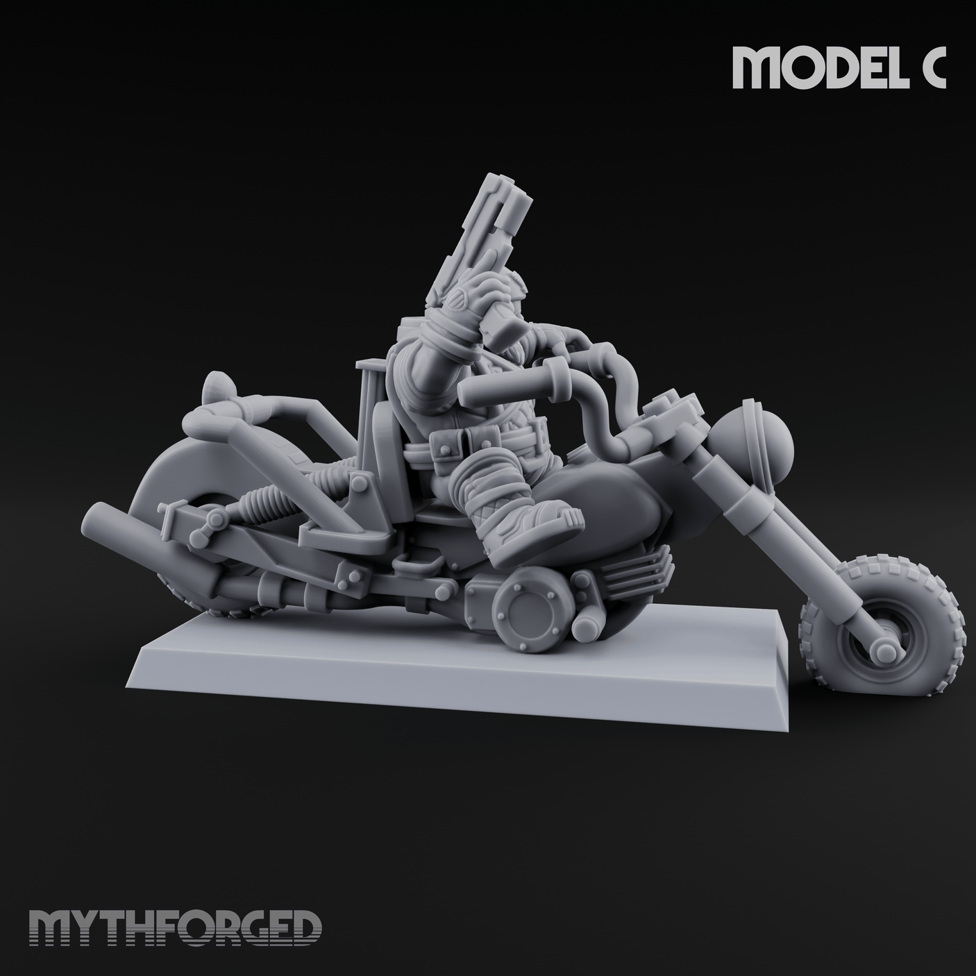 Hands In The Air Space Dwarf Bikers C Miniature for Dungeons and Dragons, Pathfinder or other TTRPGs