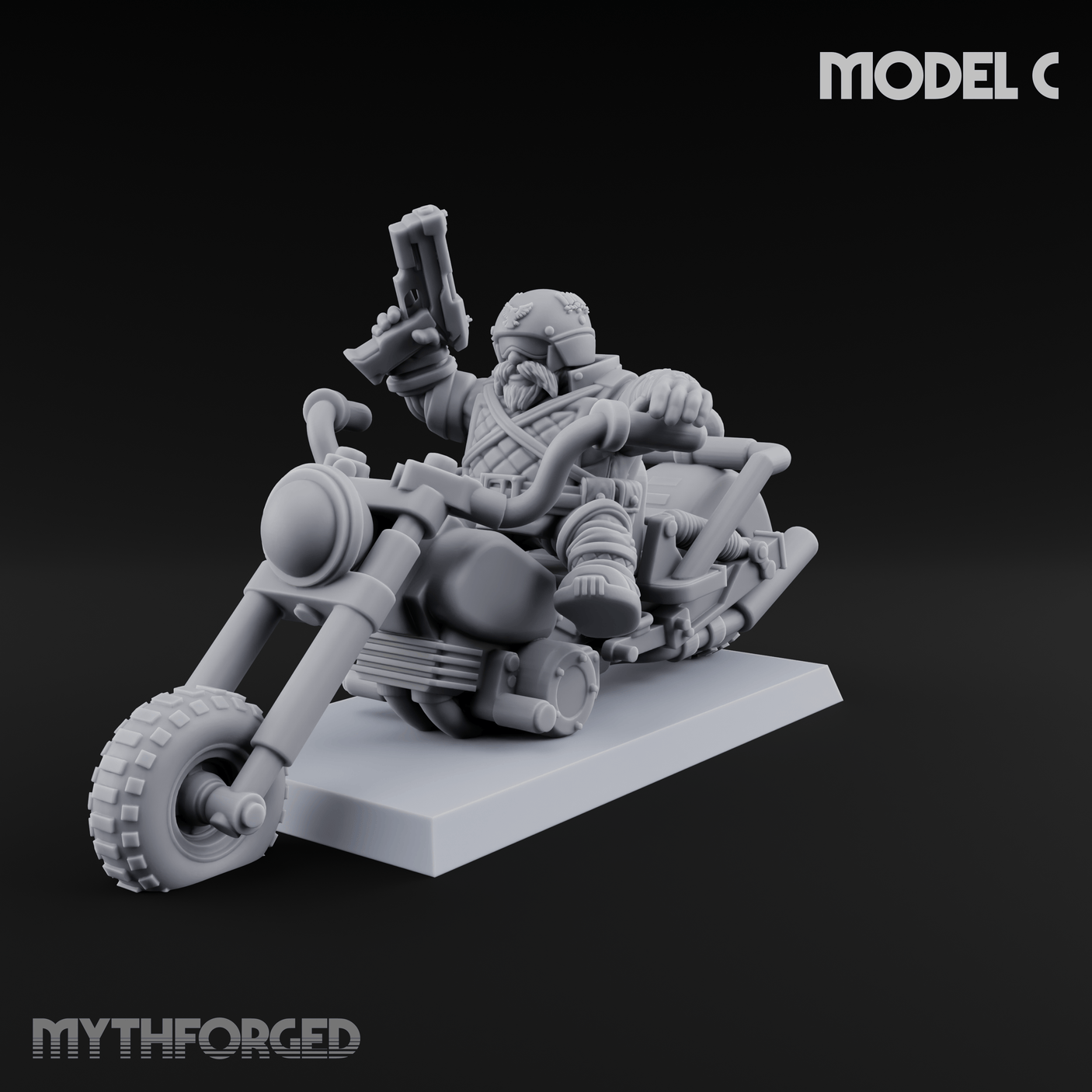 Hands In The Air Space Dwarf Bikers C Miniature for Dungeons and Dragons, Pathfinder or other TTRPGs