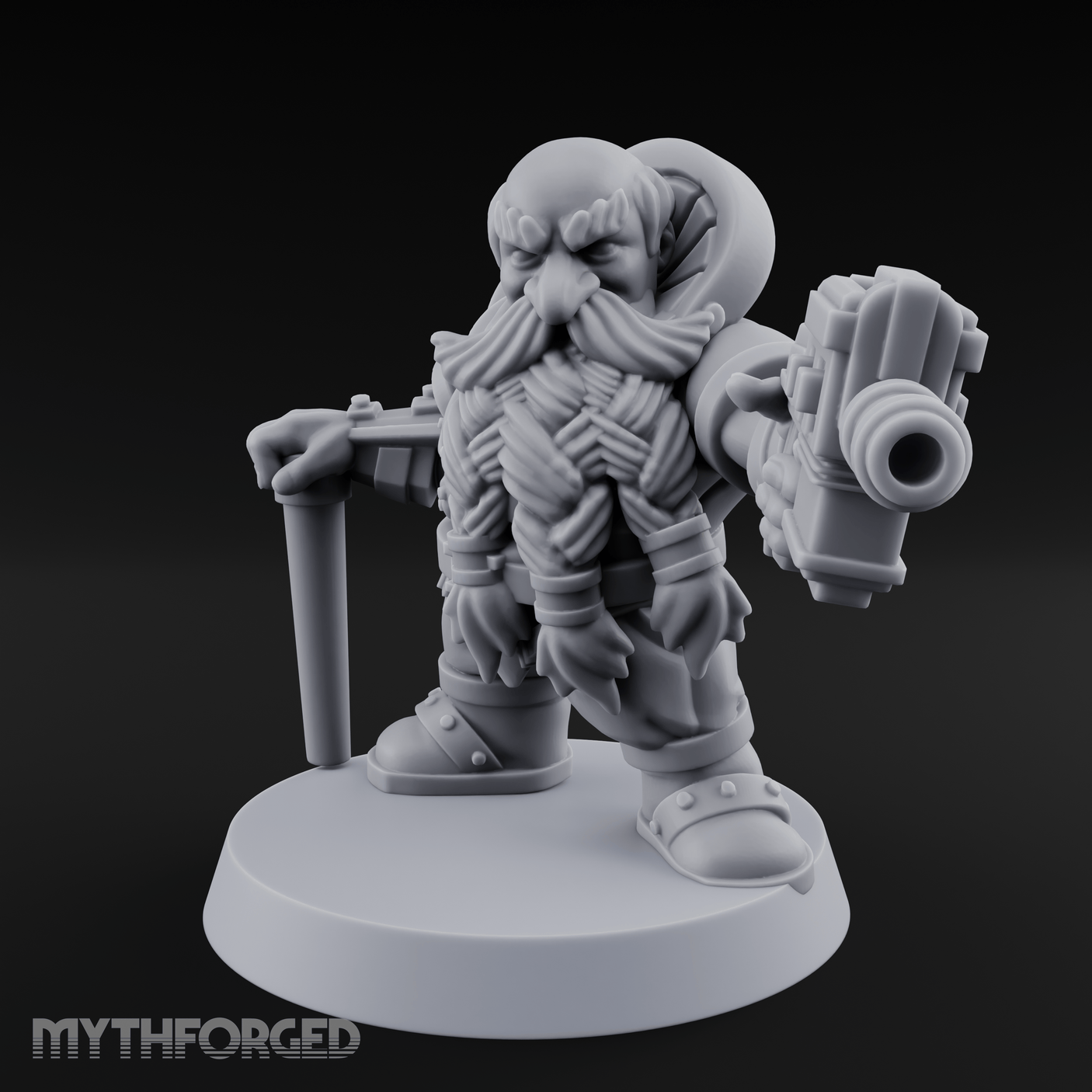 Gear Laden Gunslinger Dwarf Gunner Miniature for Dungeons and Dragons, Pathfinder or other TTRPGs