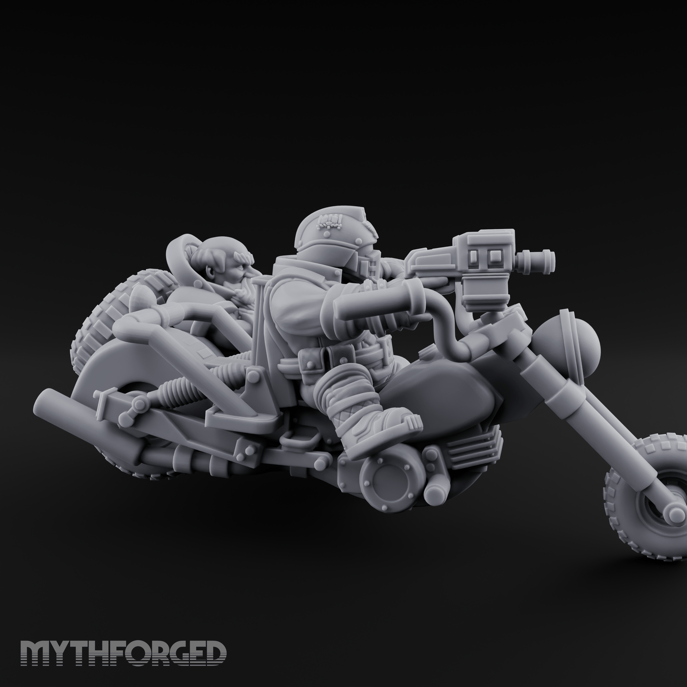 Sidecar Speeding Dwarf Trike Elder Miniature for Dungeons and Dragons, Pathfinder or other TTRPGs