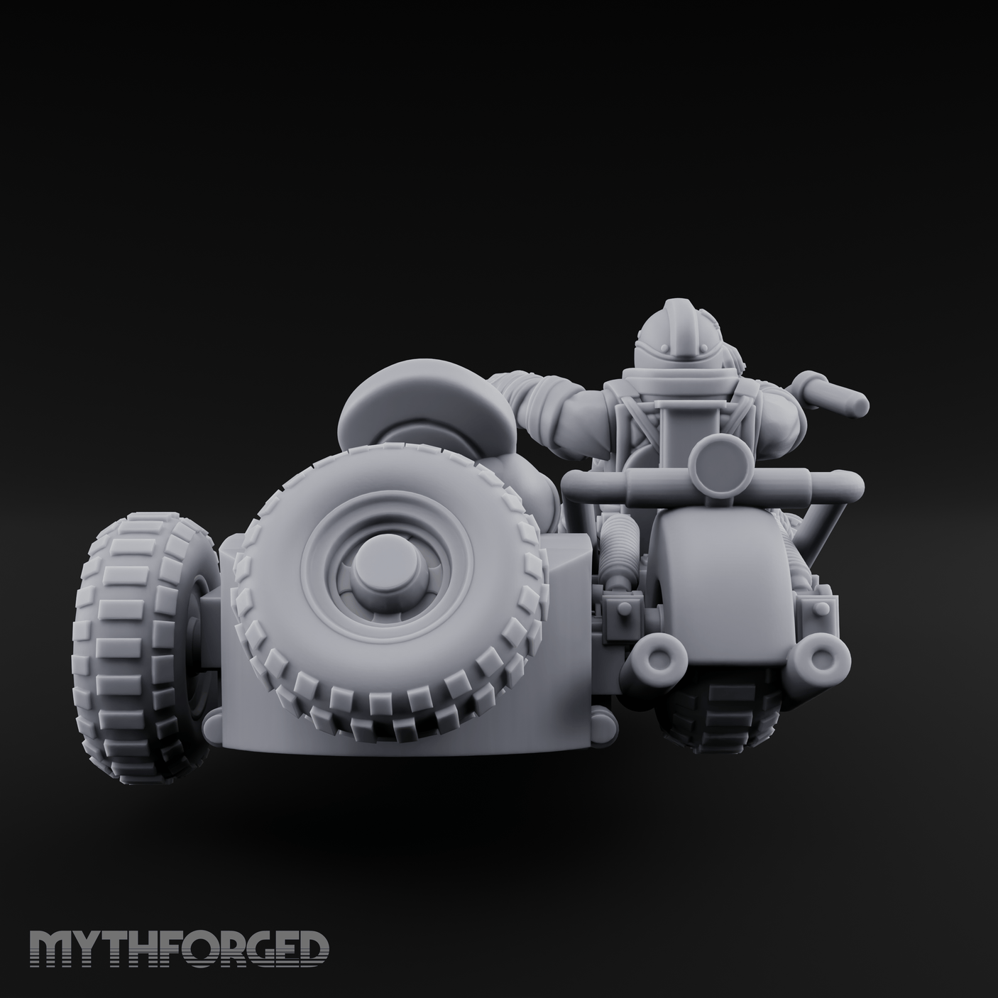 Sidecar Speeding Dwarf Trike Elder Miniature for Dungeons and Dragons, Pathfinder or other TTRPGs