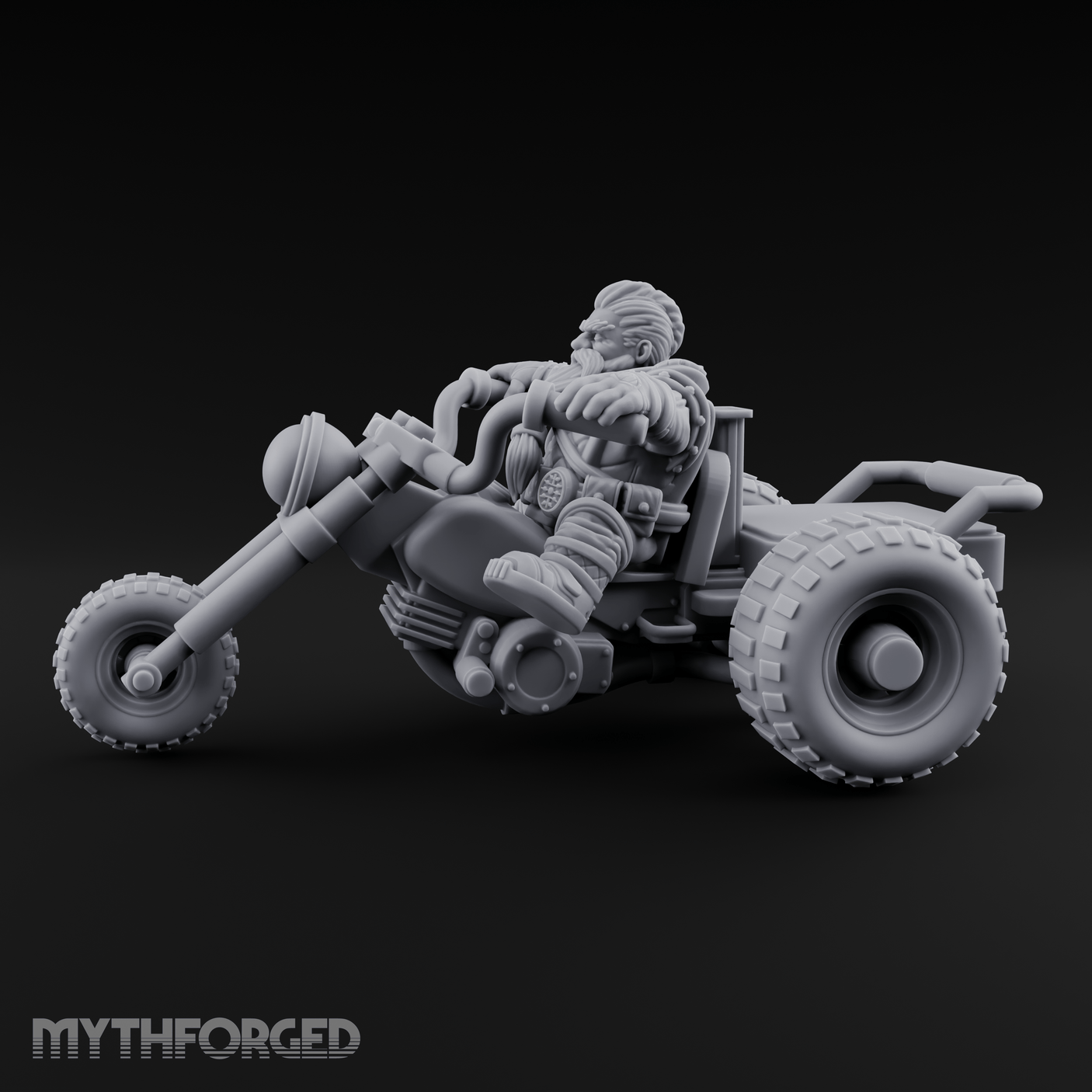 Throttle Wide Open Dwarf Biker Miniature for Dungeons and Dragons, Pathfinder or other TTRPGs