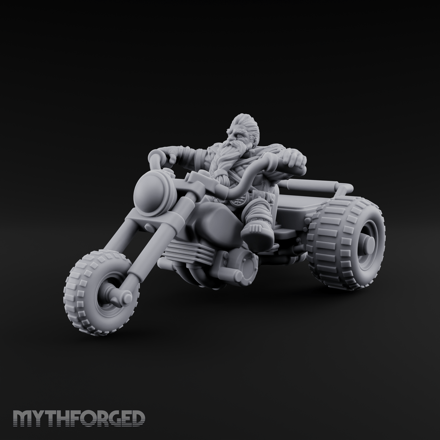 Throttle Wide Open Dwarf Biker Miniature for Dungeons and Dragons, Pathfinder or other TTRPGs