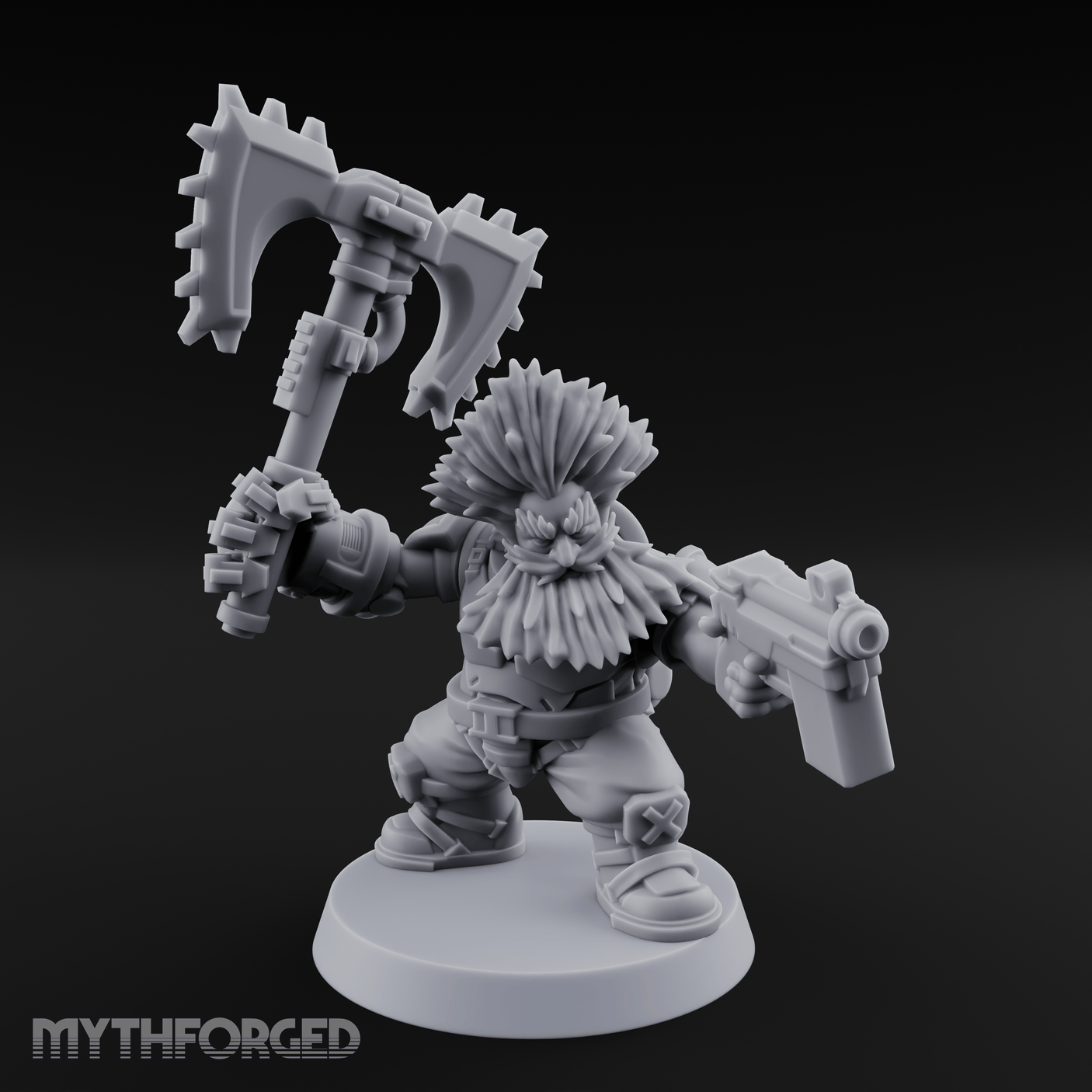 Double Axe Wielding Space Dwarf Warlord Miniature for Dungeons and Dragons, Pathfinder or other TTRPGs