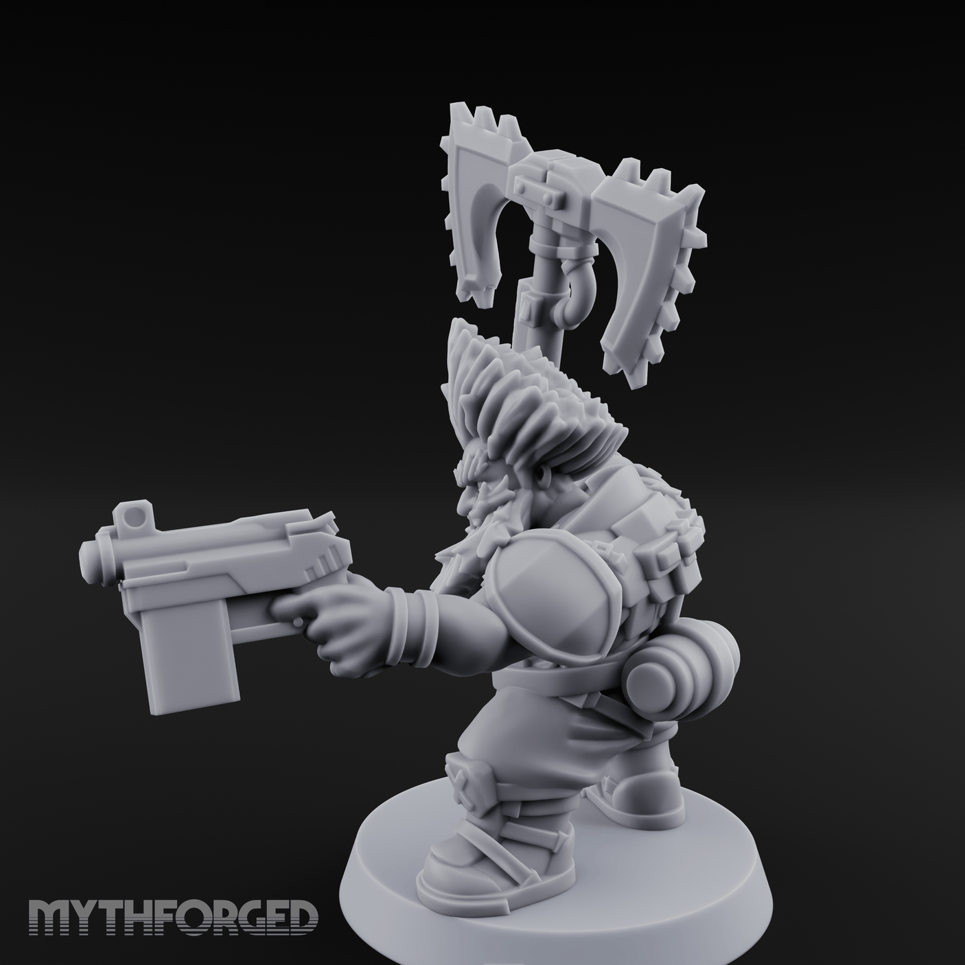 Double Axe Wielding Space Dwarf Warlord Miniature for Dungeons and Dragons, Pathfinder or other TTRPGs