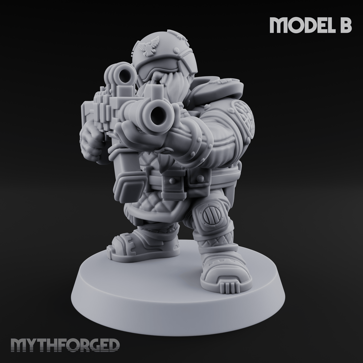 Both Barrels Blazing Space Dwarf Soldiers B Miniature for Dungeons and Dragons, Pathfinder or other TTRPGs