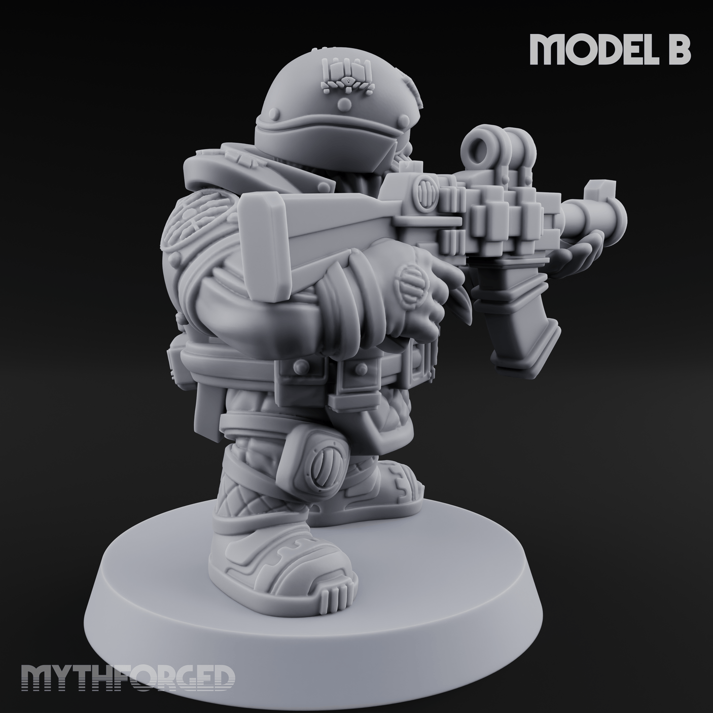 Both Barrels Blazing Space Dwarf Soldiers B Miniature for Dungeons and Dragons, Pathfinder or other TTRPGs
