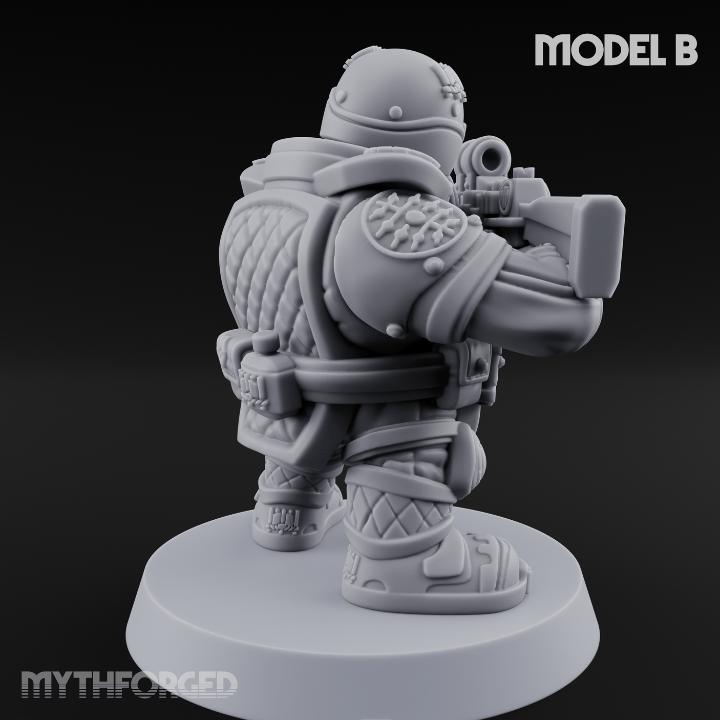Both Barrels Blazing Space Dwarf Soldiers B Miniature for Dungeons and Dragons, Pathfinder or other TTRPGs