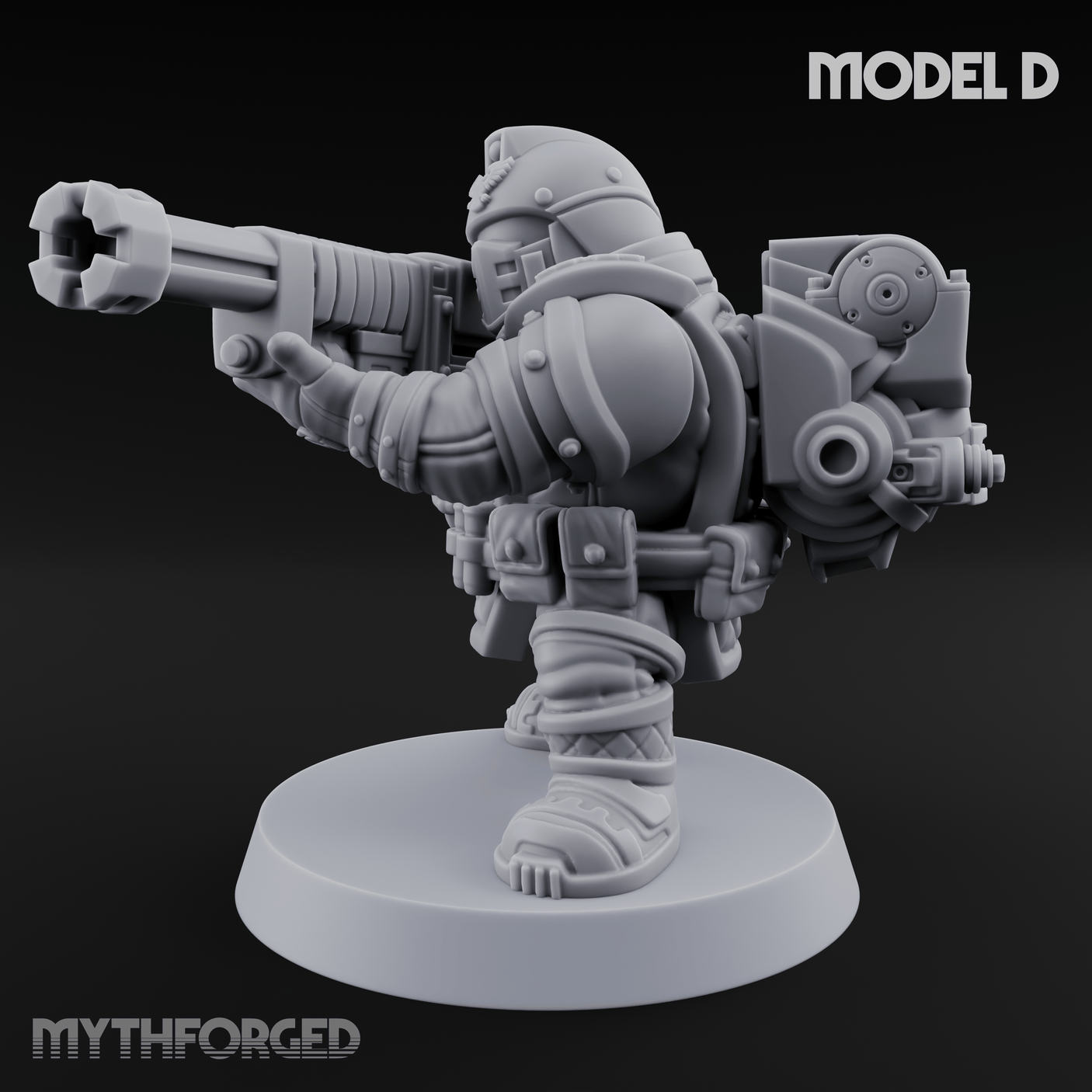 Both Barrels Blazing Space Dwarf Soldiers D Miniature for Dungeons and Dragons, Pathfinder or other TTRPGs