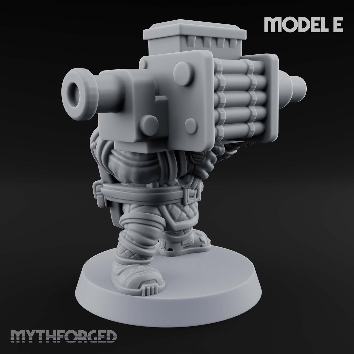 Both Barrels Blazing Space Dwarf Soldiers E Miniature for Dungeons and Dragons, Pathfinder or other TTRPGs