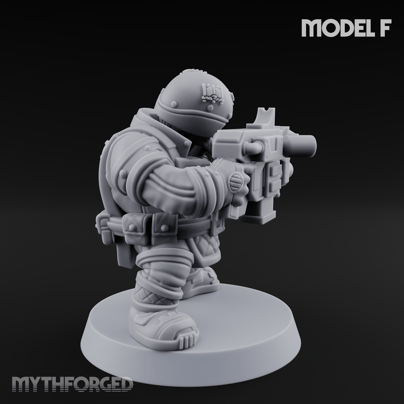Both Barrels Blazing Space Dwarf Soldiers F Miniature for Dungeons and Dragons, Pathfinder or other TTRPGs