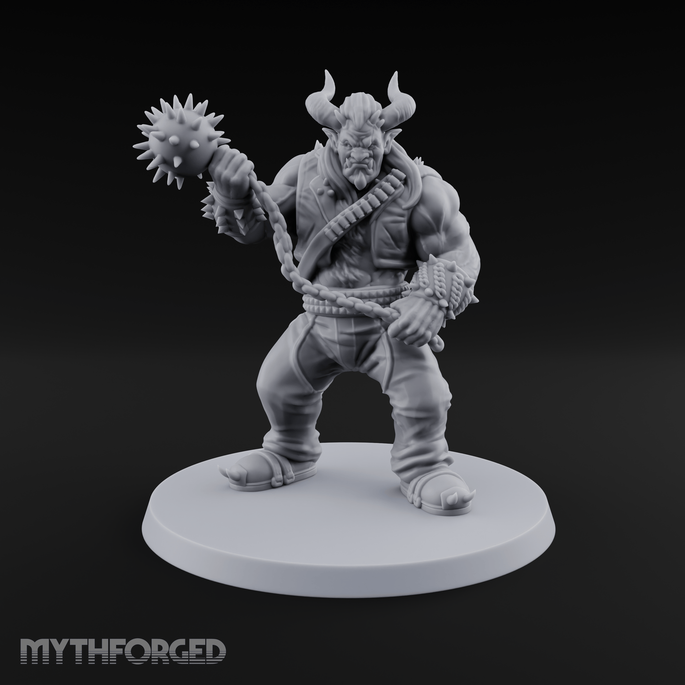 Spiked Mace Hoisting Troll Smasher Miniature for Dungeons and Dragons, Pathfinder or other TTRPGs