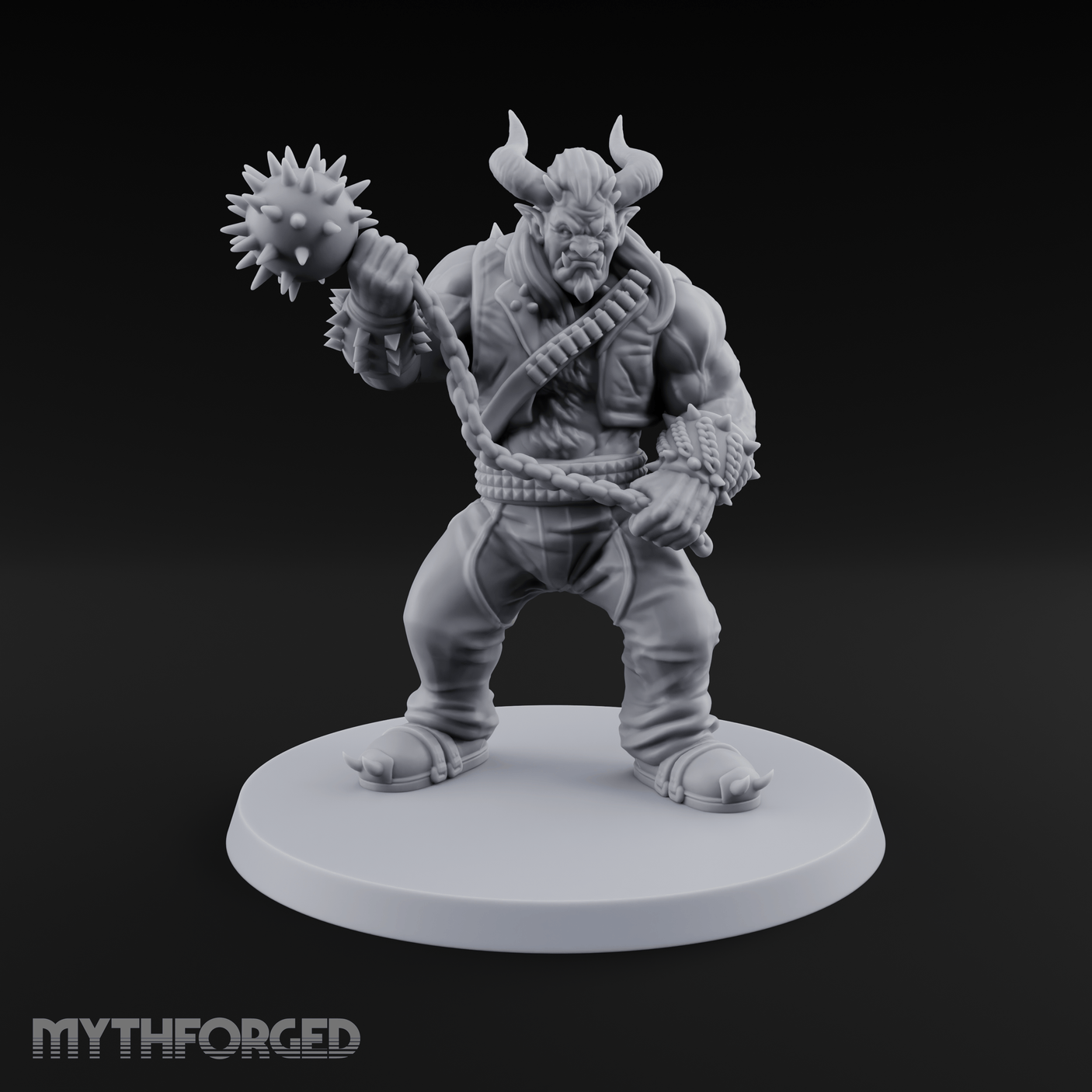 Spiked Mace Hoisting Troll Smasher Miniature for Dungeons and Dragons, Pathfinder or other TTRPGs