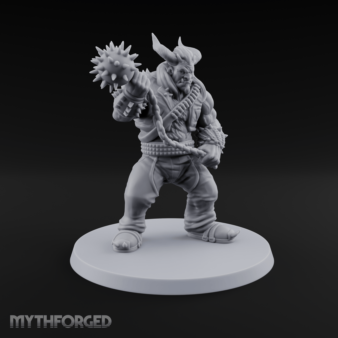 Spiked Mace Hoisting Troll Smasher Miniature for Dungeons and Dragons, Pathfinder or other TTRPGs