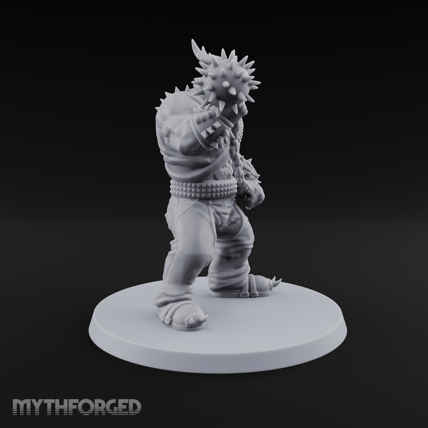 Spiked Mace Hoisting Troll Smasher Miniature for Dungeons and Dragons, Pathfinder or other TTRPGs