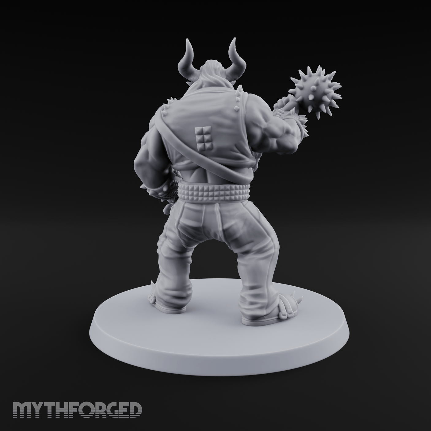 Spiked Mace Hoisting Troll Smasher Miniature for Dungeons and Dragons, Pathfinder or other TTRPGs