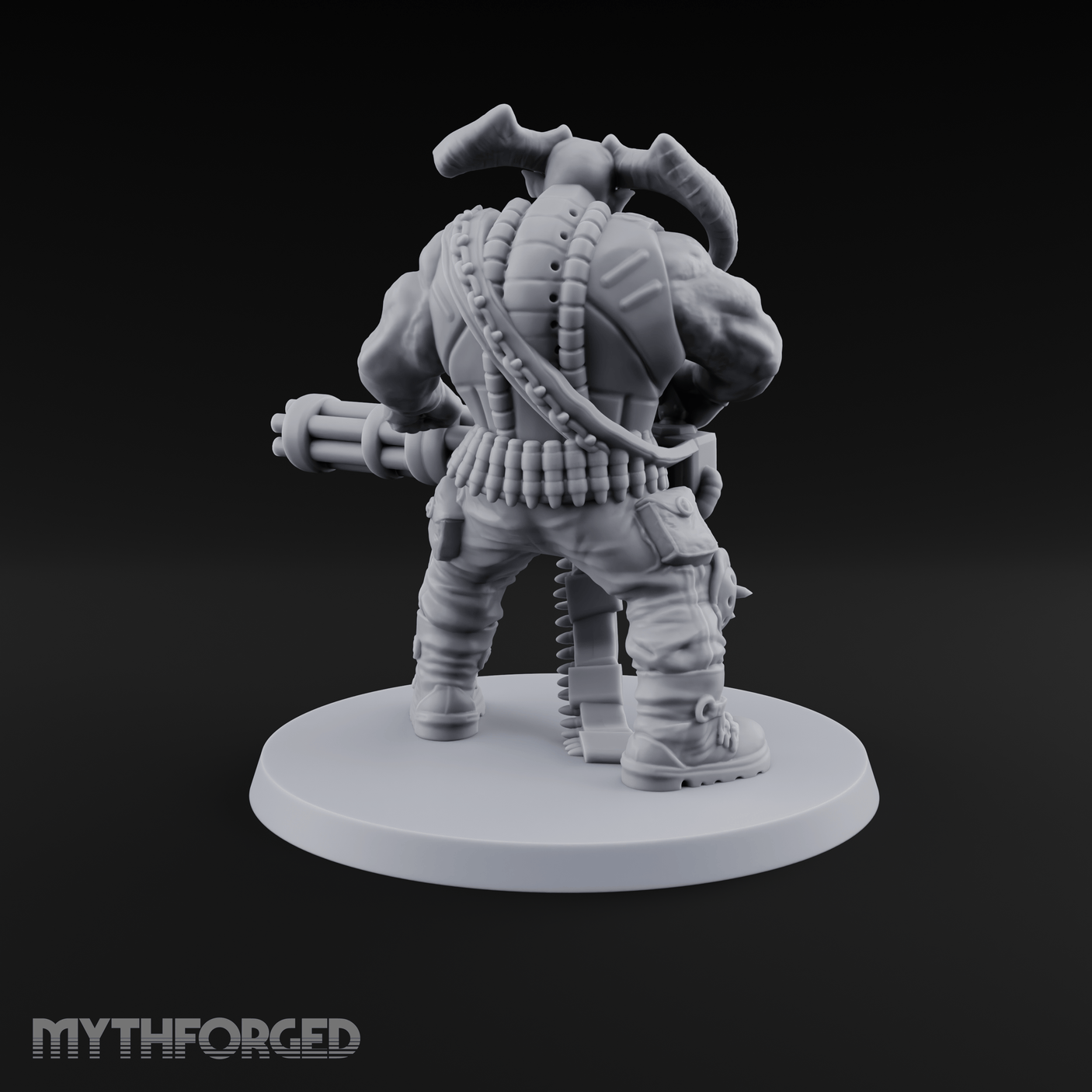 Gatling Gun Grinning Troll Gunner Miniature for Dungeons and Dragons, Pathfinder or other TTRPGs