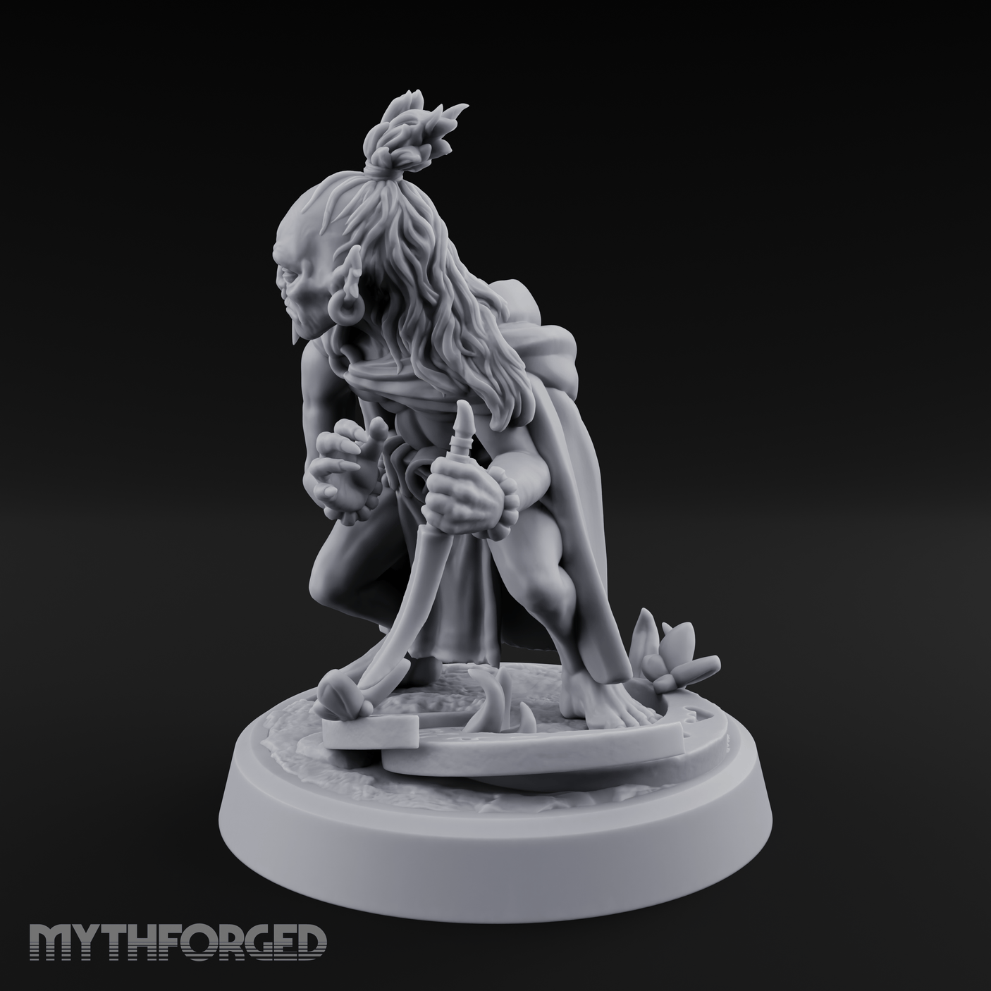 Crouching And Scheming Goblin Rogue Skulker Miniature for Dungeons and Dragons, Pathfinder or other TTRPGs