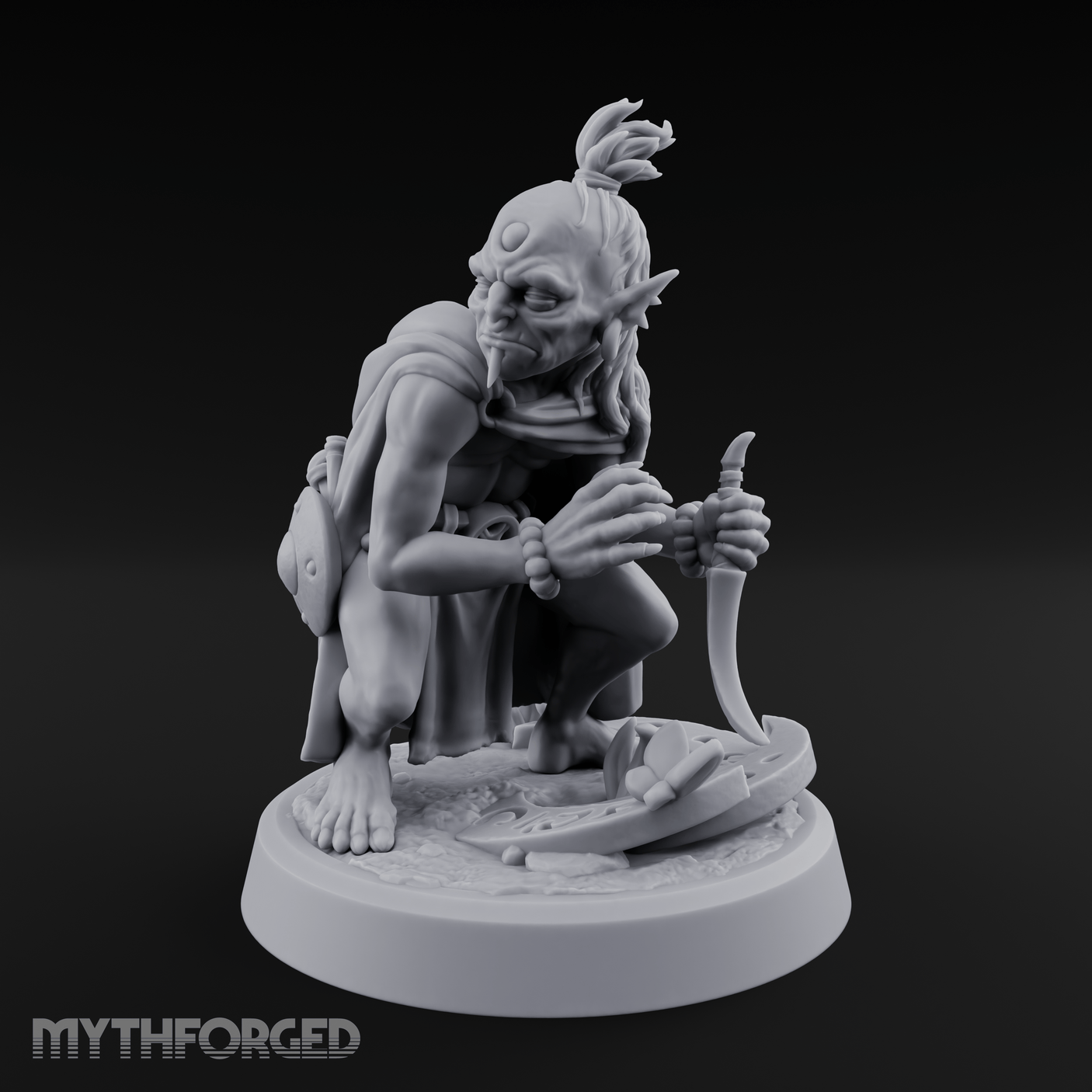 Crouching And Scheming Goblin Rogue Skulker Miniature for Dungeons and Dragons, Pathfinder or other TTRPGs