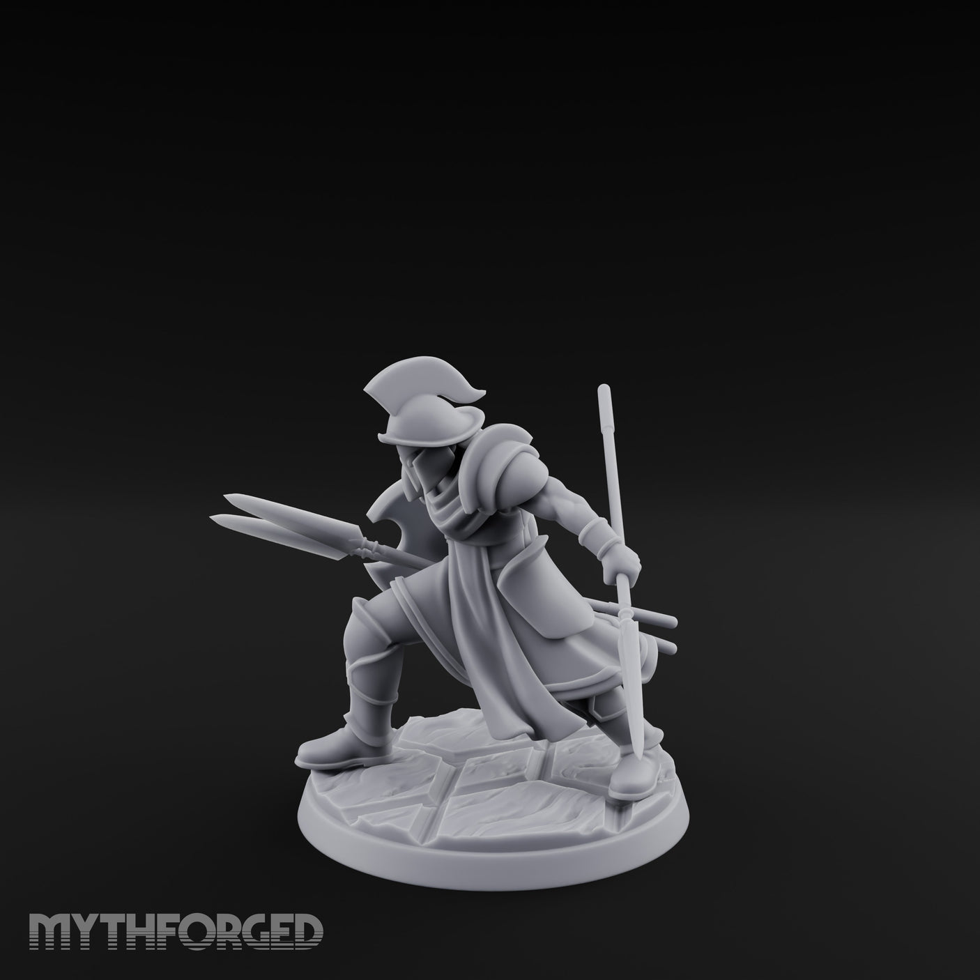 Spear And Shield Lunging Human Spear Warrior Model A Miniature for Dungeons and Dragons, Pathfinder or other TTRPGs