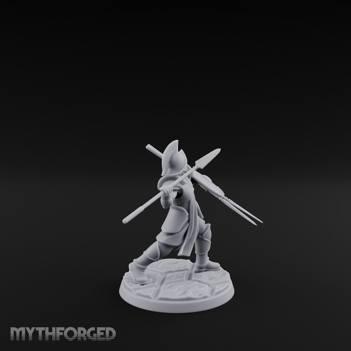 Spear And Shield Lunging Human Spear Warrior Model B Miniature for Dungeons and Dragons, Pathfinder or other TTRPGs