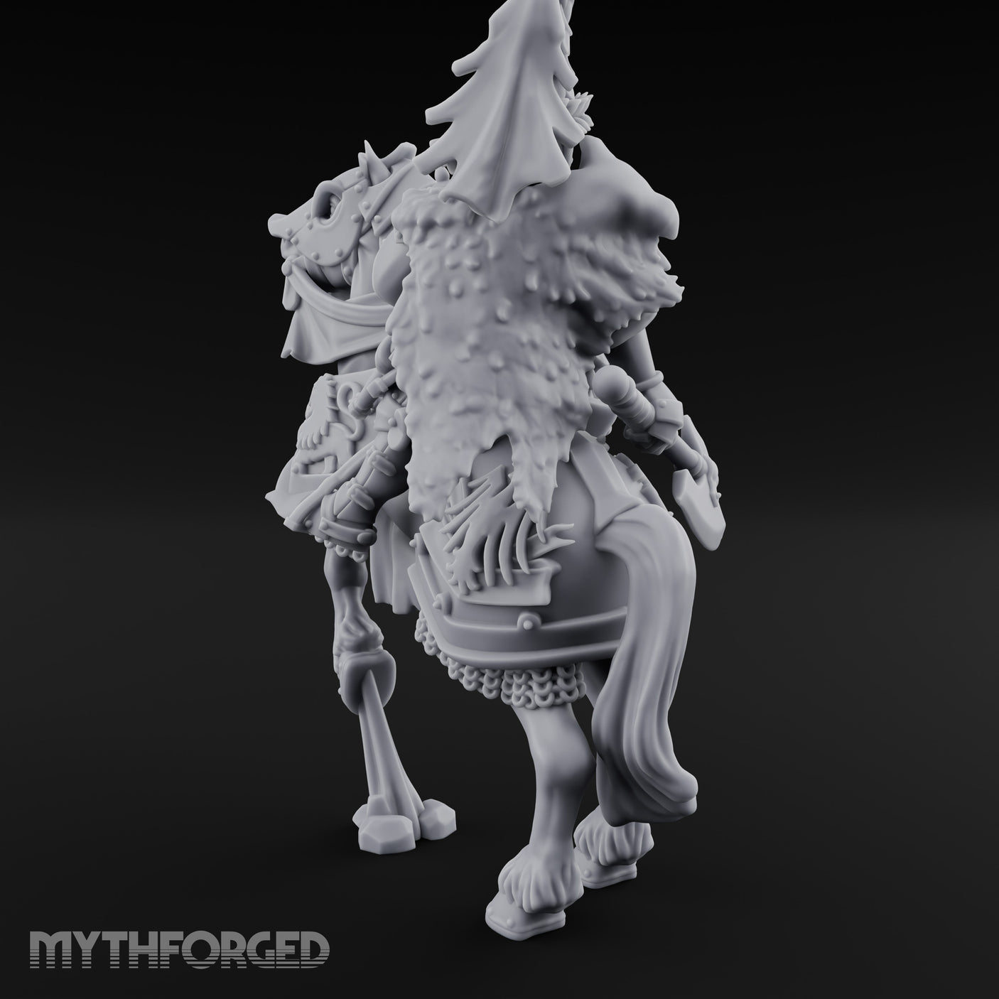 Spear Lowered Bear Helmed Human Knight on Horseback Miniature for Dungeons and Dragons, Pathfinder or other TTRPGs