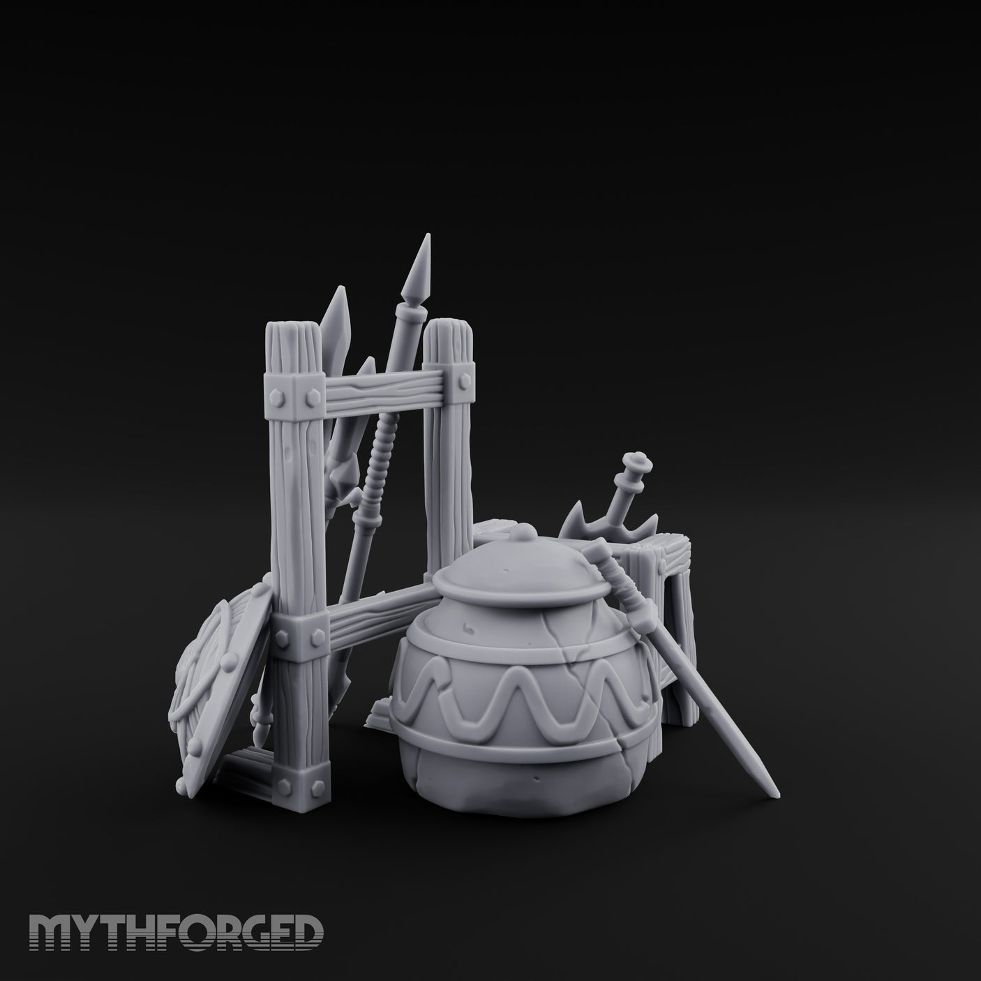 Spear-Racked Helm-Propped Armory Weapon Stand Set gallery 3