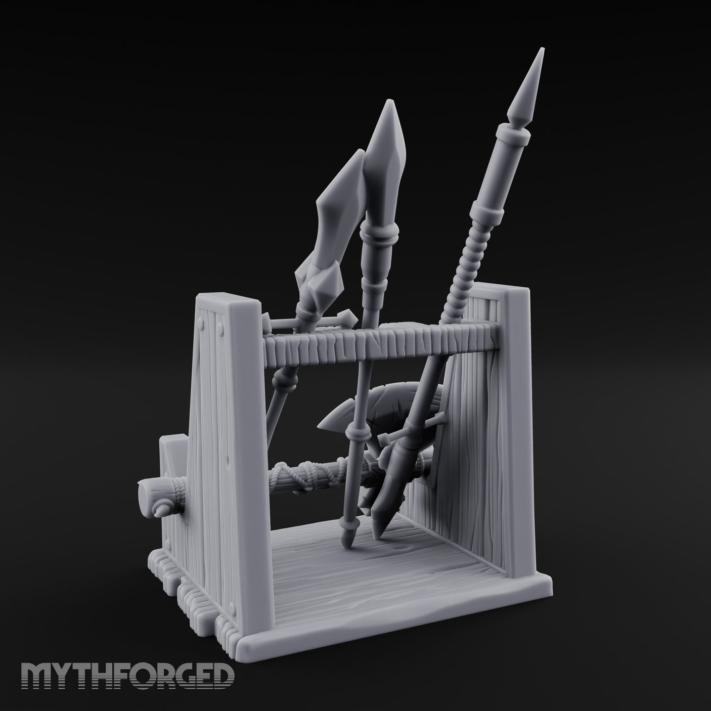 Spear-Racked Rope-Lashed Tribal Weapon Stand gallery 6