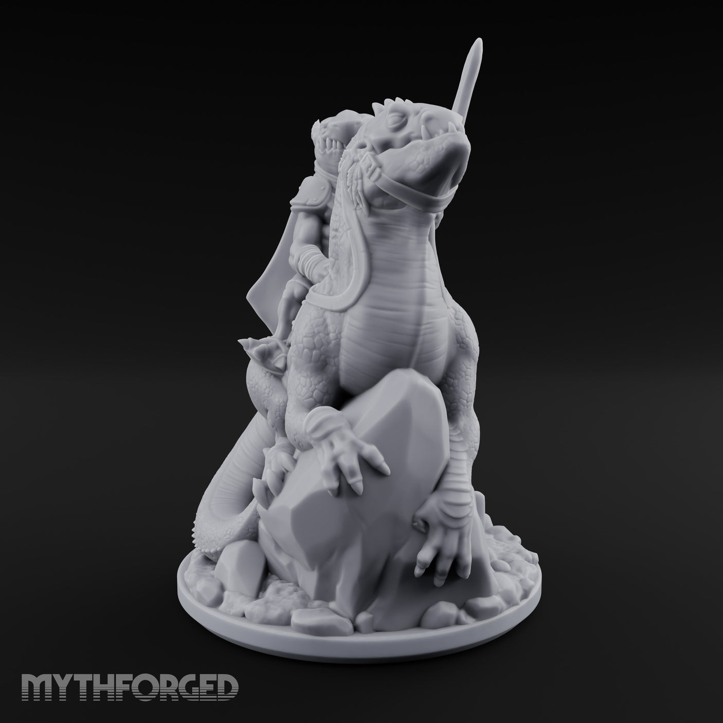 Spear Raised Riding Kobold Raptor Rider Miniature for Dungeons and Dragons, Pathfinder or other TTRPGs
