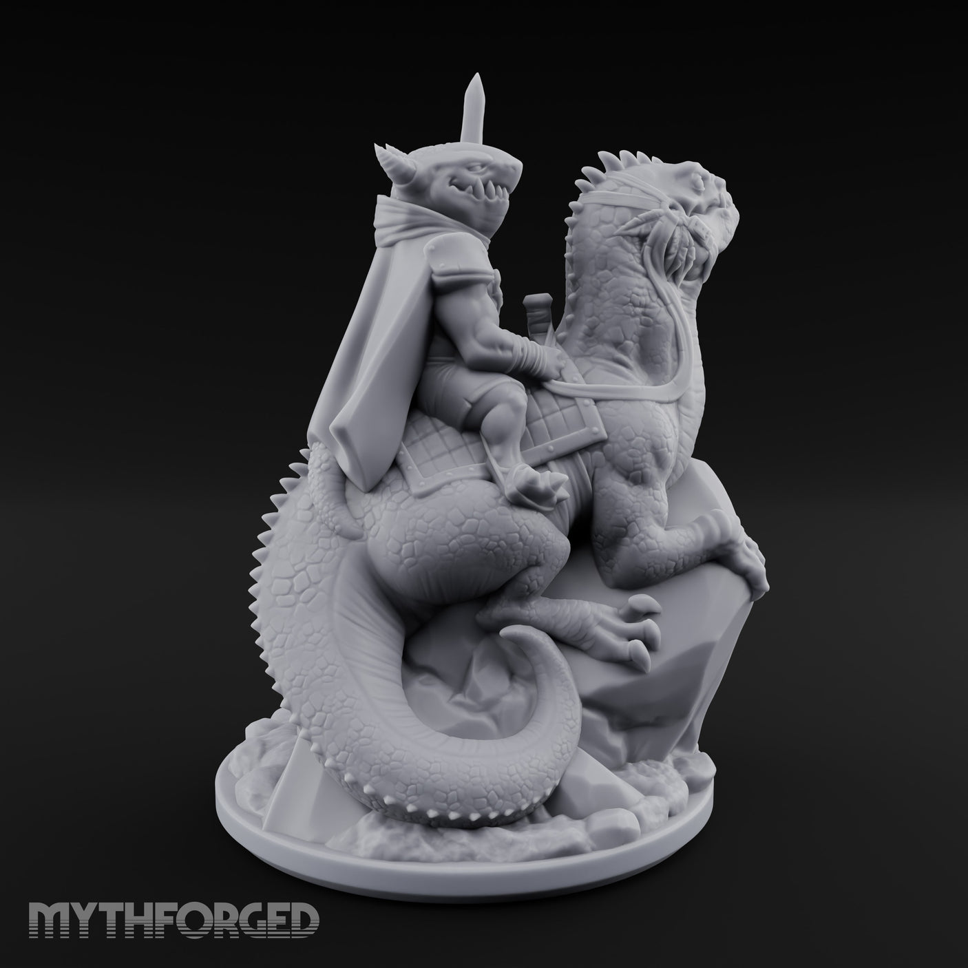 Spear Raised Riding Kobold Raptor Rider Miniature for Dungeons and Dragons, Pathfinder or other TTRPGs