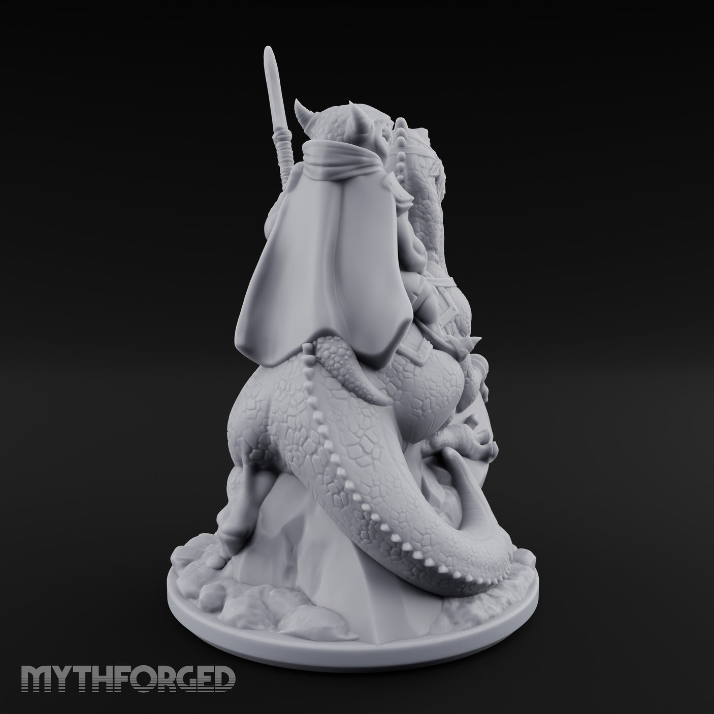 Spear Raised Riding Kobold Raptor Rider Miniature for Dungeons and Dragons, Pathfinder or other TTRPGs