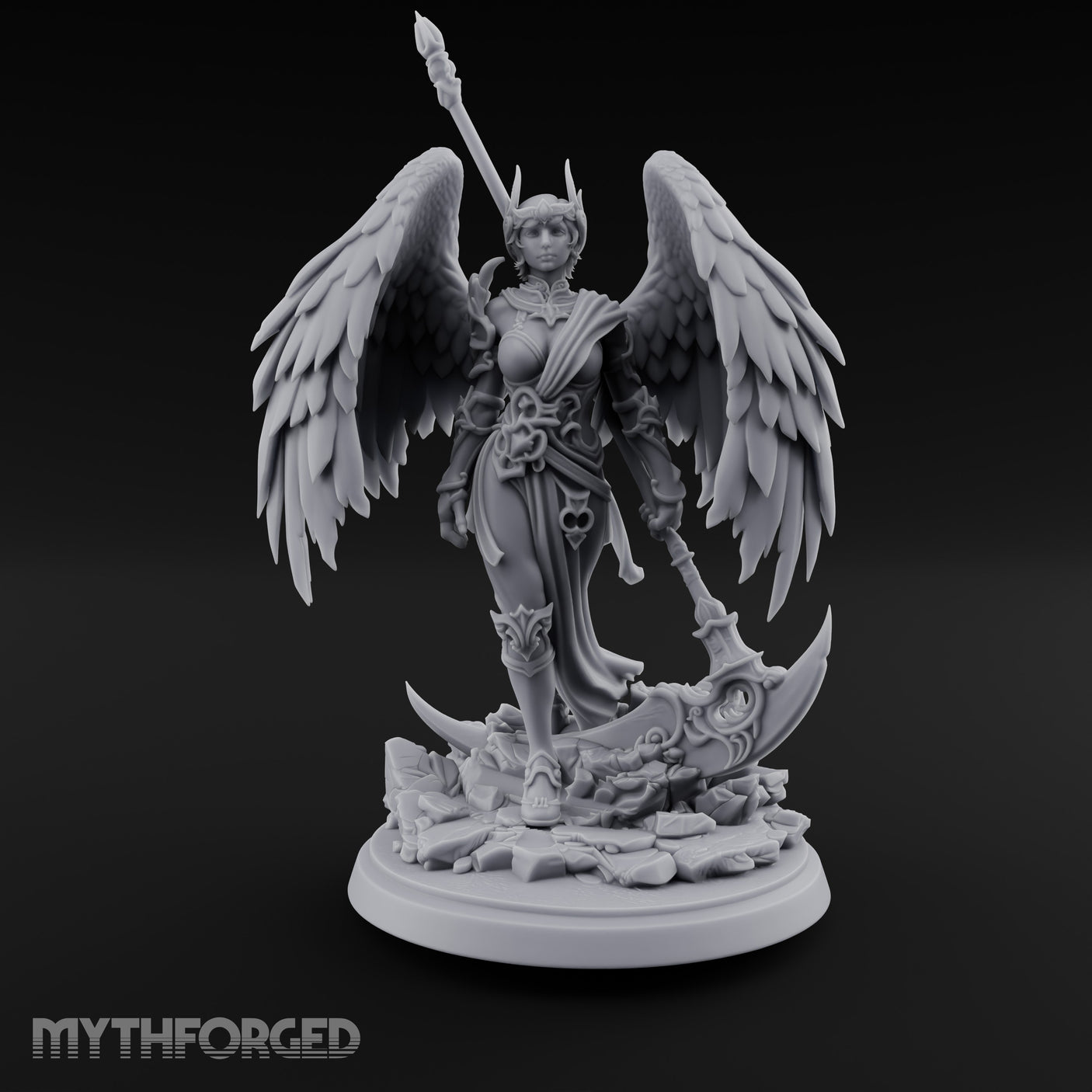 Spear Raised Scythe Trailing Angel Warrior — 32mm
