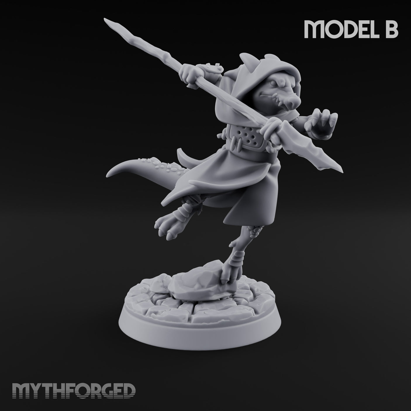 Spear Thrusting Kobold Spear Fighter B Miniature for Dungeons and Dragons, Pathfinder or other TTRPGs