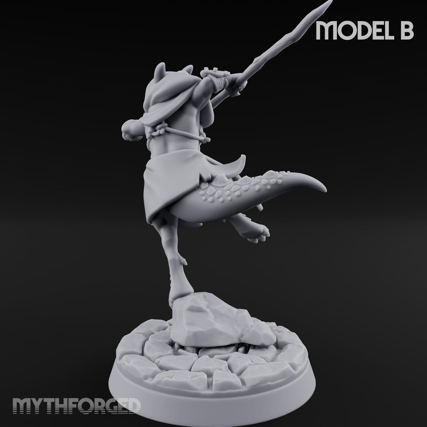 Spear Thrusting Kobold Spear Fighter B Miniature for Dungeons and Dragons, Pathfinder or other TTRPGs