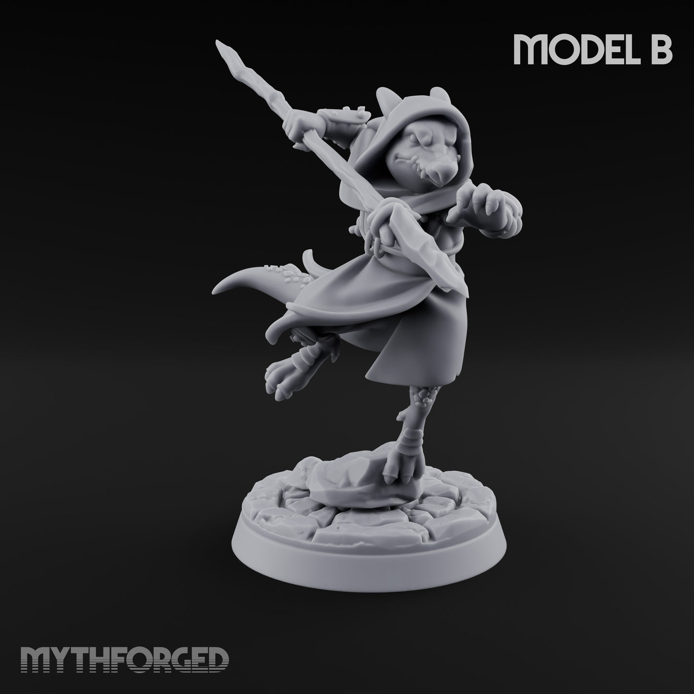 Spear Thrusting Kobold Spear Fighter B Miniature for Dungeons and Dragons, Pathfinder or other TTRPGs