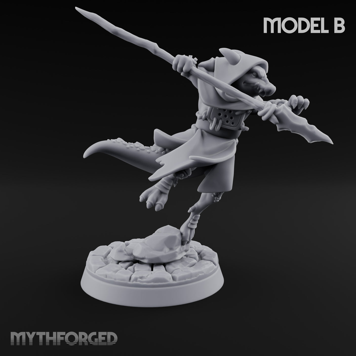 Spear Thrusting Kobold Spear Fighters Miniature for Dungeons and Dragons, Pathfinder or other TTRPGs
