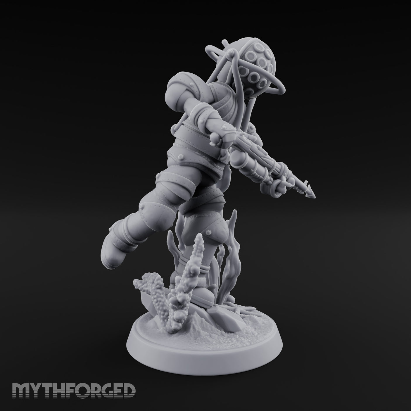Speargun Levelled Human Deep Sea Diver Miniature for Dungeons and Dragons, Pathfinder or other TTRPGs