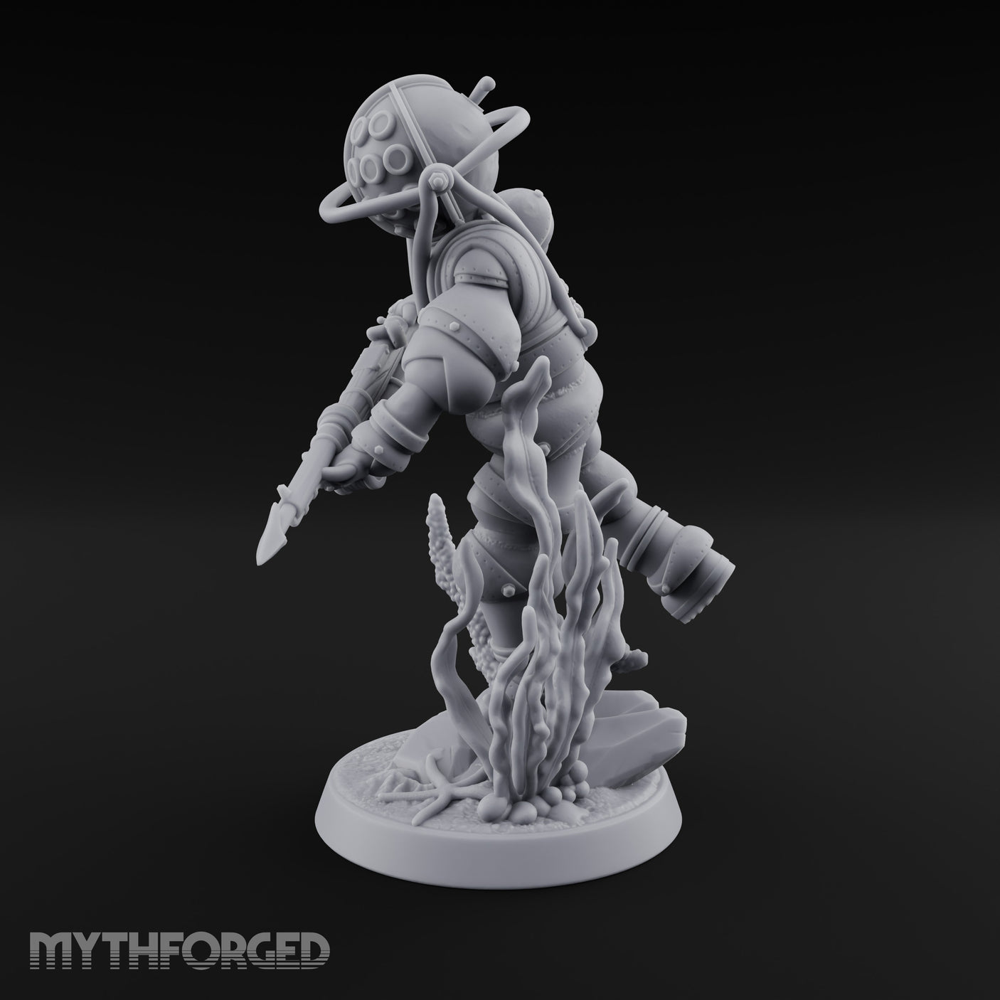 Speargun Levelled Human Deep Sea Diver Miniature for Dungeons and Dragons, Pathfinder or other TTRPGs
