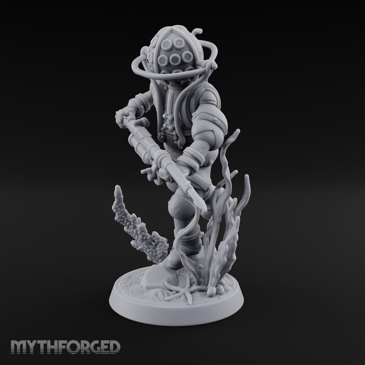 Speargun Levelled Human Deep Sea Diver Miniature for Dungeons and Dragons, Pathfinder or other TTRPGs