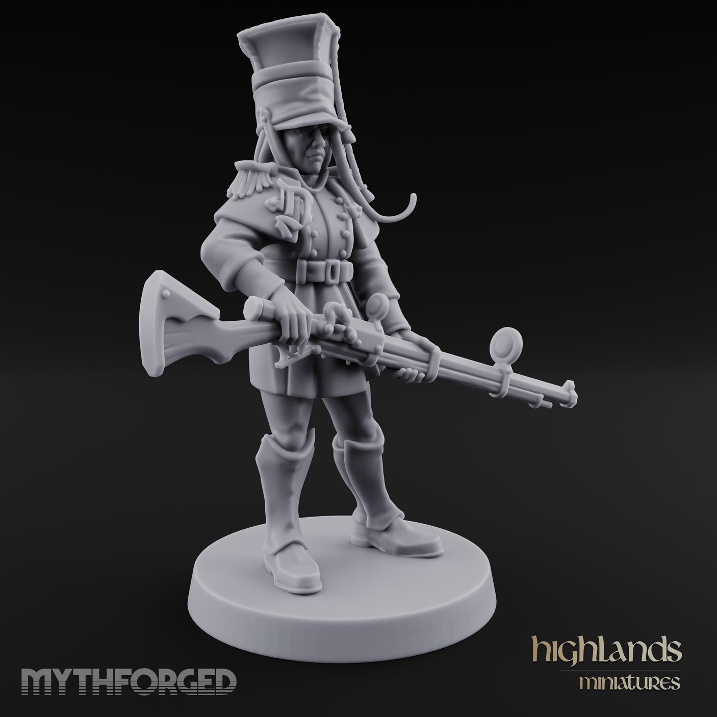 Bayonet Poised Human Soldier Miniature for Dungeons and Dragons, Pathfinder or other TTRPGs