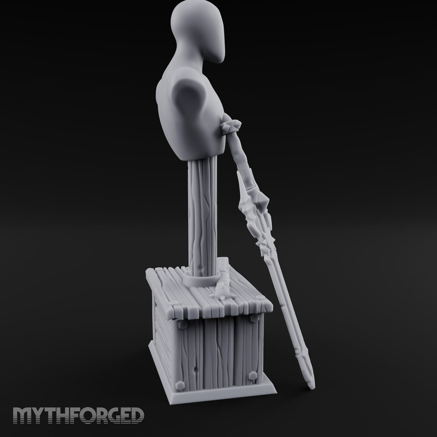 Spike-Bladed Mace-Rested Armory Mannequin Weapon Display gallery 3