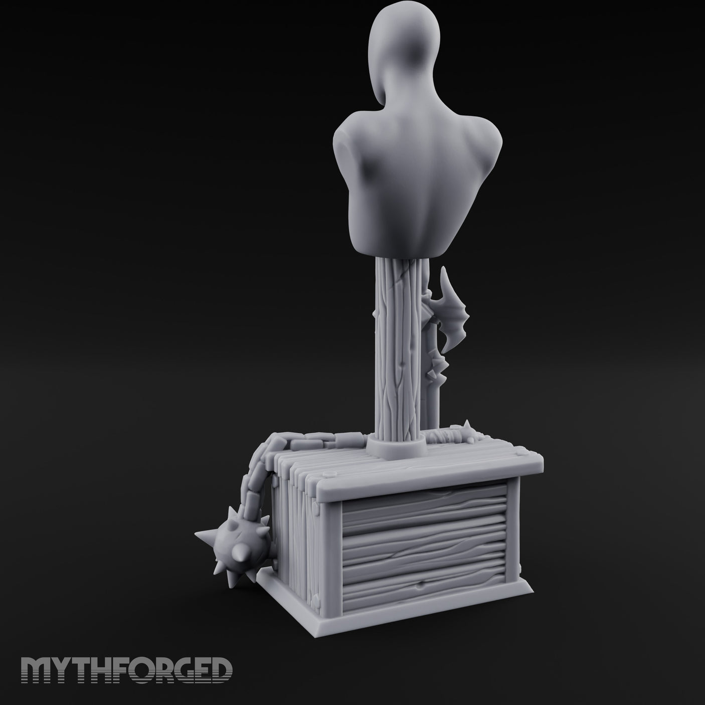 Spike-Bladed Mace-Rested Armory Mannequin Weapon Display gallery 5