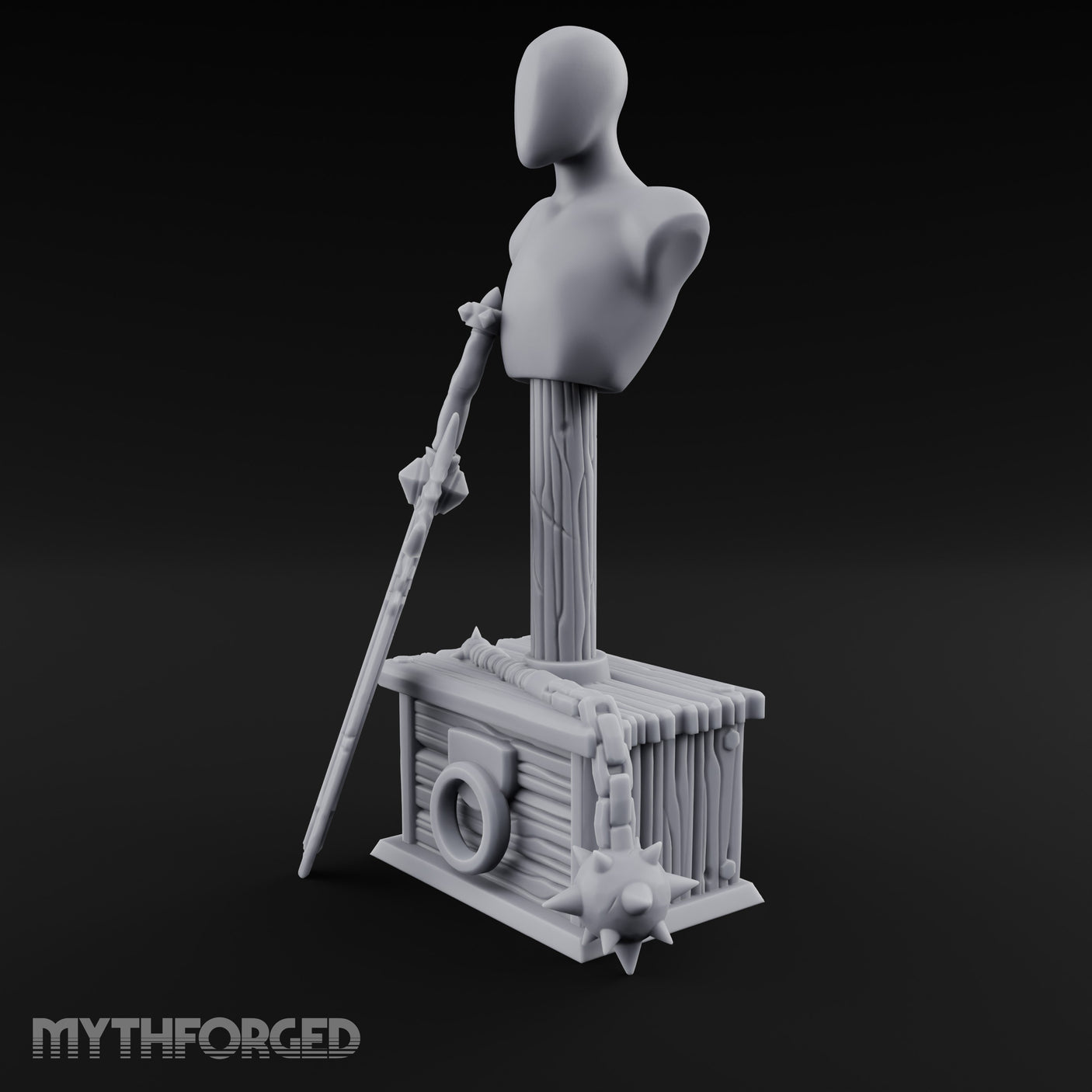 Spike-Bladed Mace-Rested Armory Mannequin Weapon Display gallery 7
