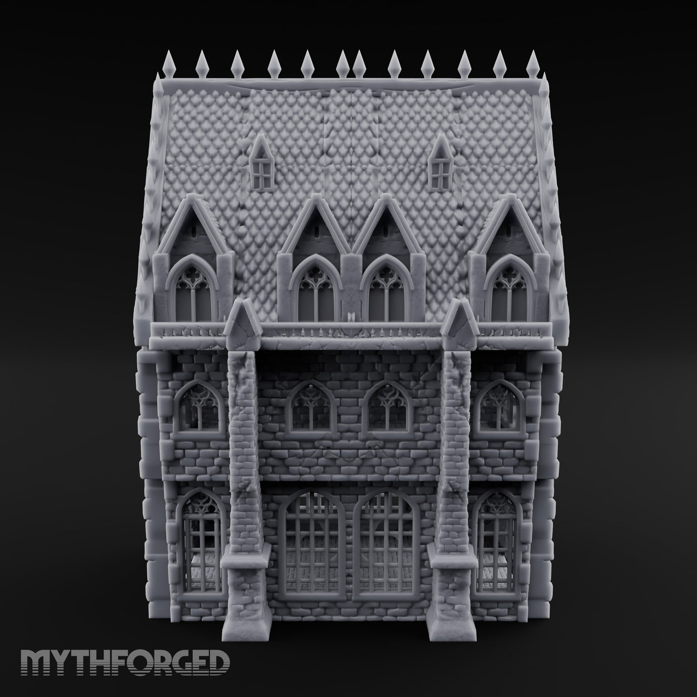 Spike-Crowned Gothic-Arched Cathedral Manor Miniature for Dungeons and Dragons, Pathfinder or other TTRPGs